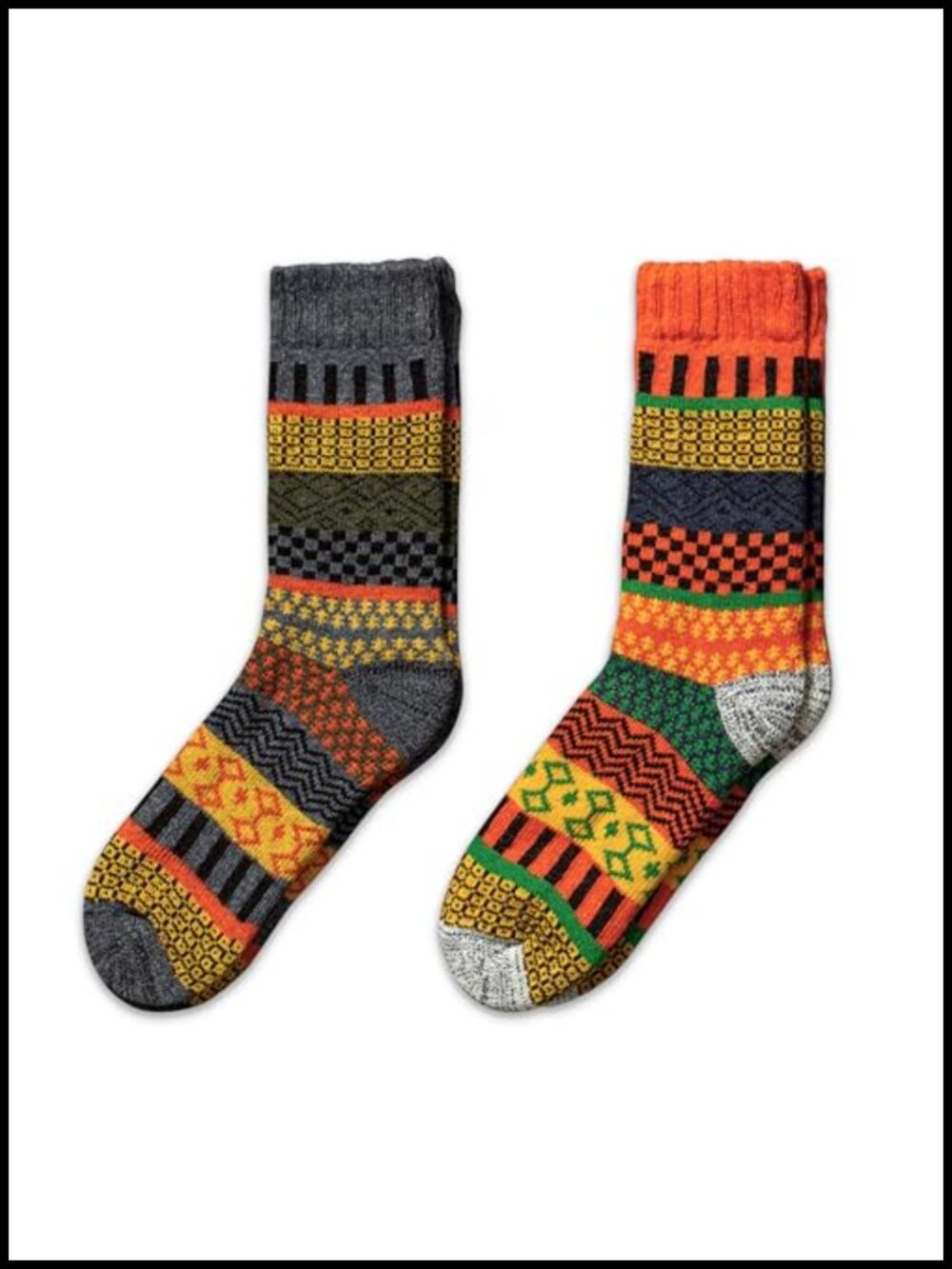 Merino Wool Blend Crew Socks 2 Pairs Cushioned Mid-Calf